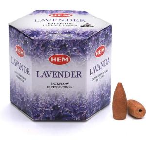 imageHEM White Sage Backflow Brown Incense Cones  Long Lasting Aroma for Positivity ampamp Pure Air  Wood Powder  Aromatherapy for Stress Relief Air Purifier ampamp Cleansing  Gift Set  Pack of 40 ConesLavender