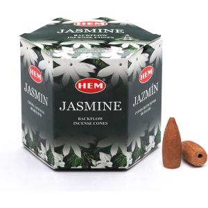 imageHEM White Sage Backflow Brown Incense Cones  Long Lasting Aroma for Positivity ampamp Pure Air  Wood Powder  Aromatherapy for Stress Relief Air Purifier ampamp Cleansing  Gift Set  Pack of 40 ConesJasmine
