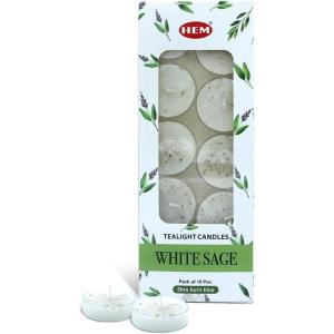 imageHEM White Sage Tea Light Candles  Natural Soy Scented TLight for Cleansing Meditation ampamp Home Dcor  Long Burn 45 Mins  NonToxic Smudge Sage  10 Pack Aromatherapy Candles
