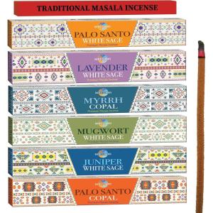 imageCleansing Incense Sticks Variety Pack  6 Masala Insenses  White Sage Incense Lavender Incense Myrrh Incense Copal Incense Mexico ampamp Palo Santo Incense Sticks  Inciensos para Sacar Malas EnergiasVariety Pack of 6 Thicker Cleansing Masala Incense