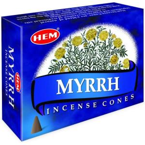 imageHEM Myrrh Incense Cones  Pack of 12 Total 120 Cones  Natural LongLasting Fragrance  Air Purifier ampamp Stress Relief  Ideal for Meditation Yoga ampamp Positivity
