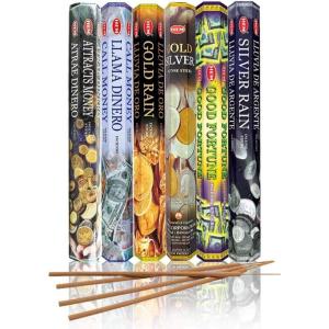 imageHEM assorted best sellers incense sticks pack of 6  120 Sticks Fragrance  Lemongrass Lavender Egyptian Jasmine Ambar Sandalo Opium Eucalyptus6 Money Drawing Scents