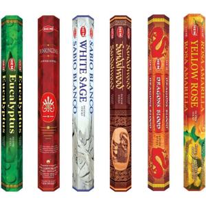 imageHEM assorted best sellers incense sticks pack of 6  120 Sticks Fragrance  Lemongrass Lavender Egyptian Jasmine Ambar Sandalo Opium Eucalyptus6 Premium Fragrances