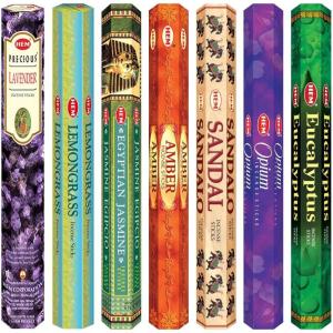 imageHEM assorted best sellers incense sticks pack of 6  120 Sticks Fragrance  Lemongrass Lavender Egyptian Jasmine Ambar Sandalo Opium EucalyptusMulticolor