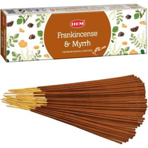 image:imageHEM Frankincense amp Myrrh Natural Masala Cleansing Incense Sticks  100g  LongLasting Fragrance for Stress Relief amp Relaxation  3045 Min Burn Time