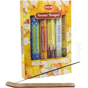 image:imageHEM Hexagonal Calming Fragrances Series Incense Bouquet7 amp Free Holder with 6 Most Liked Fragrances  Frankincense Myrrh Precious Lavender Cinnamon White Sage Palo Santo