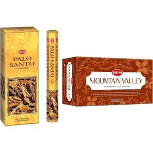 image:imageHEM Palo Santo Incense Sticks  120 Sticks 6 Boxes  9 Inches  Aromatherapy amp LongLasting Relaxation  Calming amp Cleansing amp HEM Premium Mountain Valley Masala Incense Sticks  12 Pack 15g Each