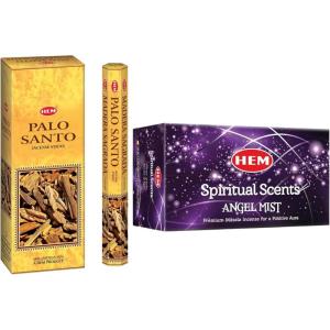 image:imageHEM Palo Santo Incense Sticks 120 Sticks 6 Boxes amp HEM Angel Mist Masala Incense 12 Packs 15g Each  Aromatherapy Bundle for Stress Relief Meditation Yoga amp Spiritual Cleansing