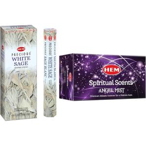 image:imageHEM White Sage Incense Sticks  100 Count  Air Purifying amp Calming Aromatherapy amp HEM Premium Angel Mist Masala Incense Sticks  12 Pack 15g Each  Stress Relief amp Home Aromatherapy