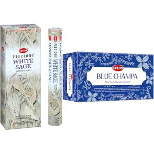 image:imageHEM White Sage Incense Sticks  100 Count  Air Purifying amp Calming Aromatherapy amp HEM Premium Blue Champa Masala Incense Sticks  12 Pack 15g Each  Aromatherapy for Stress Relief amp Air Purifier