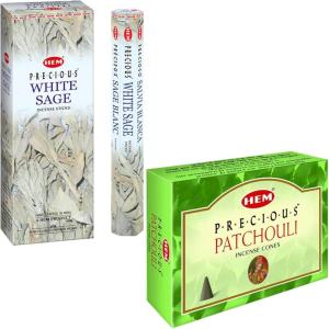 image:imageHEM White Sage Incense Sticks 100 Count  HEM Precious Patchouli Incense Cones 120 Cones  Natural Aroma for Meditation Relaxation amp Cleansing  Aromatherapy Gift Pack