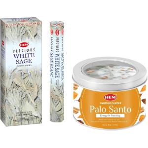 image:imageHEM White Sage Incense Sticks 100 Count  Natural Air Purifying Aromatherapy for Meditation amp Relaxation  HEM Smudge Candle Palo Santo 32 Oz Soy with Crystals Long 20 Hr Burn