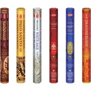 image:imageHem Assorted Incense Sticks  Natural Fragrance  Positive Energy amp Spiritual Wellness  Multiple Scents  Pack of 6 Black Magic Protection Against Jealousy Unlock Black LoveCall ClientsWhite Sage  Palo Santo Dragon Blood  Sandalwood Frankincense  Myrrh